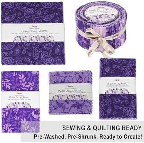 Jelly Roll 40 Strip Assorted Bundle, 2.5" Fabric Strips for Quilting