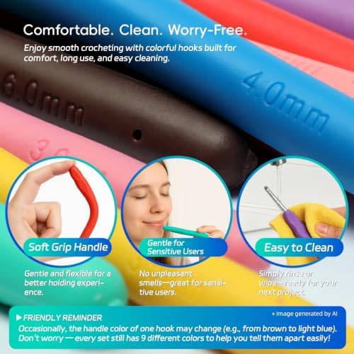 Flickzo 9PCS Crochet Hook Set, 2-6mm