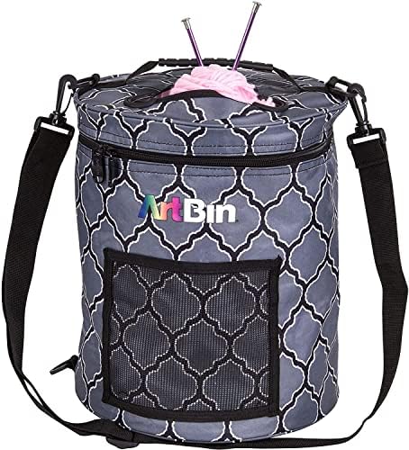 ArtBin Yarn Drum Knitting and Crochet Storage Tote, Gray Print