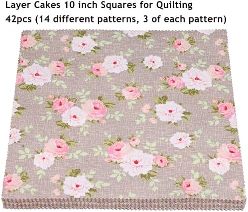 Hanjunzhao Vintage Brown 10-Inch Cotton Precut Squares – 42 Pack