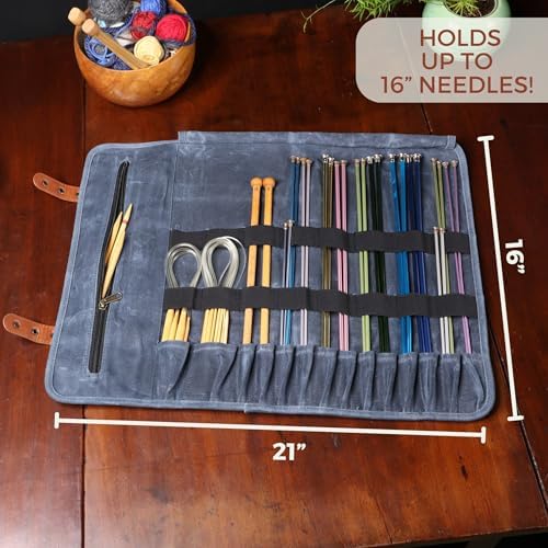 Earth & Fiber Co. Waxed Canvas Knitting Needle Case – Blue