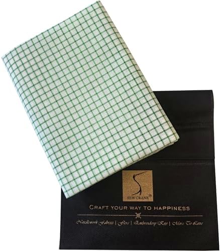 25 Count Easy Count Cross Stitch Fabric, White with Green