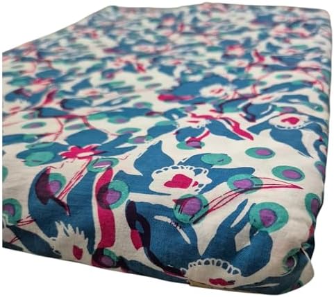 100% Cotton Fabric by The Yard - Hand Block Print 42” Width Precut