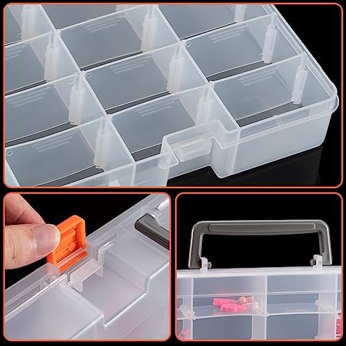 Large 48 Grids Clear Plastic Organizer Box with Adjustable Dividers
