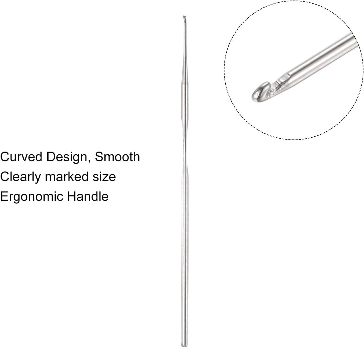 uxcell Stainless Steel Crochet Hook 0.6mm US Size 16 Knitting Needle