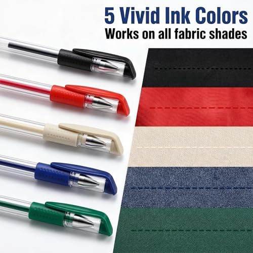 ibotti 5‐Color Heat Erasable Fabric Marking Pens, 10 Free Refills