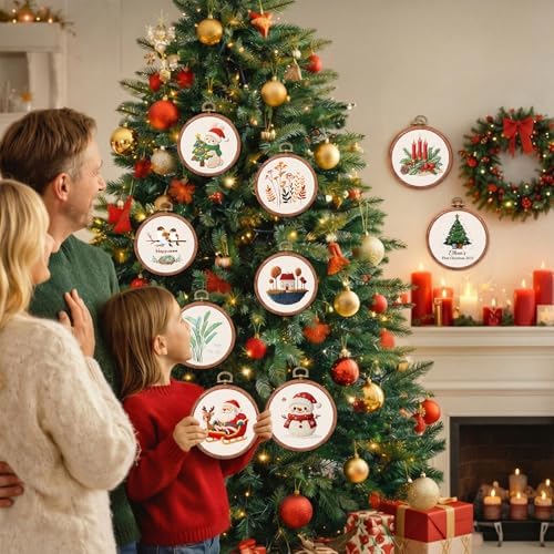 10 Pcs 4 Inch Mini Embroidery Hoops, Imitated Wood Round Frame Set for