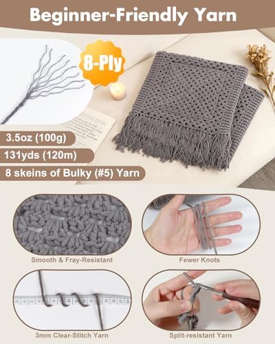 Arborthread Crochet Kit for Beginners, Easy All-Season Pocket Shawl