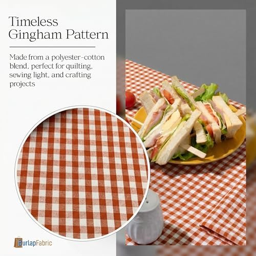 1/8 Inch Orange Gingham Fabric by The Yard – 60" Wide Polyester Cotton