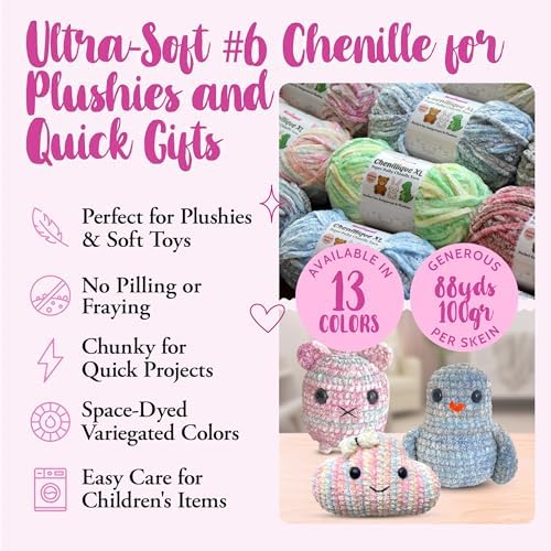 Chenillique XL Super Bulky Chenille Yarn, 4-Pack (352Yds/400G), Peach