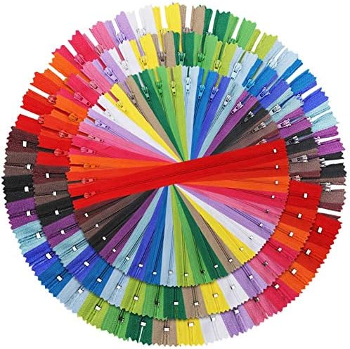Outuxed 120pcs Zippers for Sewing Mixed Nylon Coil Zippers 8",12",16"