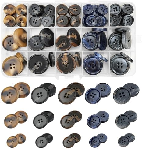 Assorted Buttons for Sewing Crafts,135Pcs 4-Hole Round Blazer Buttons