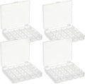 4Pcs 25 Grids Clear Bobbin Storage Empty Box Spools Plastic Case