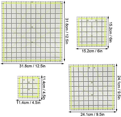 FLEXMAN 4Pcs Quilting Ruler, 4.5in 6in 9.5in 12.5in Quilting Square