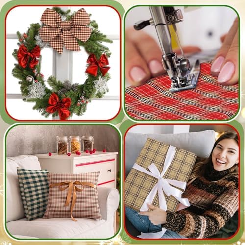 Hahafelt 10 Pcs 18" x 22" Christmas Plaid Fabric