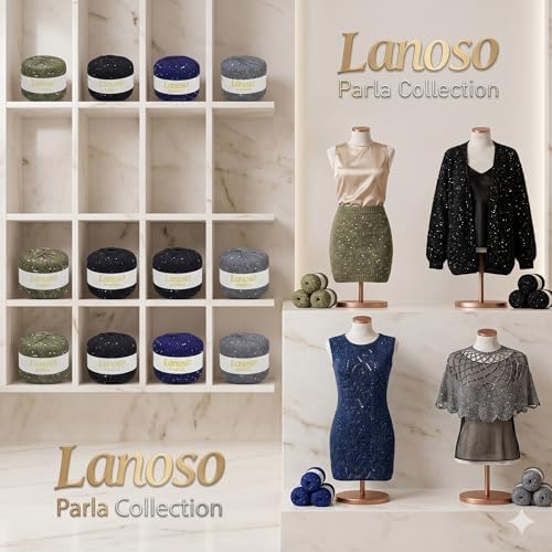 Parla Metallic Sequin Glitter Yarn – 25g (217m) Super Fine Fingering