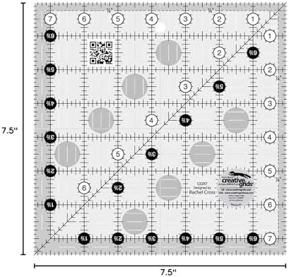 Creative Grids Quilt Ruler 7-1/2in x 7-1/2in Square – CGR7 – Made in
