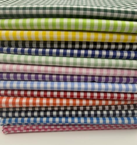 EOVEA - Poly Cotton Gingham Checkered Fabric, 60" Wide, 1/8" Plaid