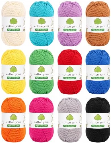 Coopay 12 Pack Cotton Yarn for Crocheting,High Twist Milk Soft Crochet