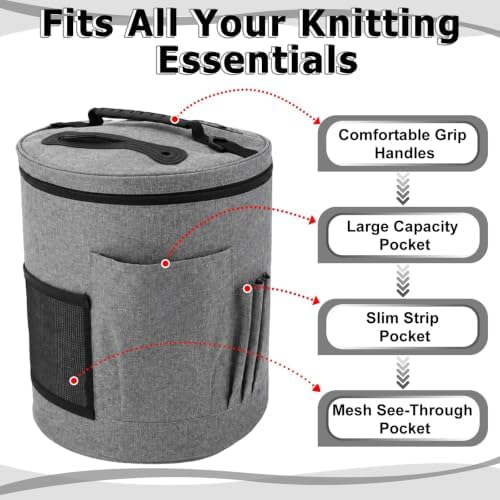 JSCARLIFE Yarn Storage Bag, Large Crochet & Knitting Organizer Tote