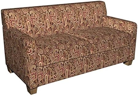 Red, Gold and Brown Woven Paisley Upholstery Fabric by The Yard - SKU