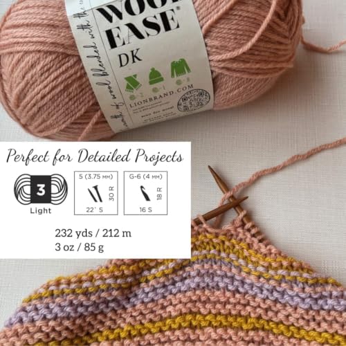 Lion Brand Yarn, Wool-Ease DK Crochet & Knit Yarn, Quiet Grey, Gray