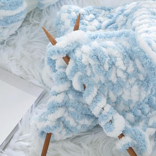 HOMBYS Bulky Fulffy Chunky Chenille Yarn for Hand Knitting,Soft
