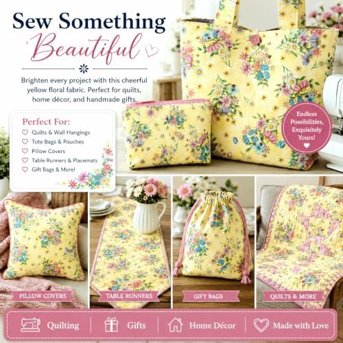 Benartex Sunshine Days Floral Cotton Fabric by the Yard, Wildflower