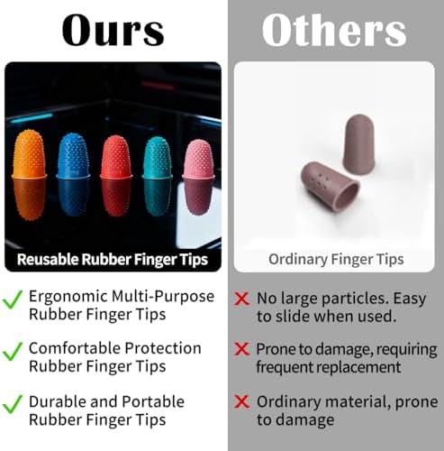 5 PCS Rubber Finger Tips Covers, Finger Protectors in 5 Colors and