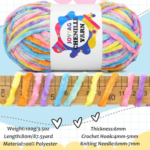 Velvet Chenille Yarn for Crocheting & Knitting - Soft, Thick, Bulky