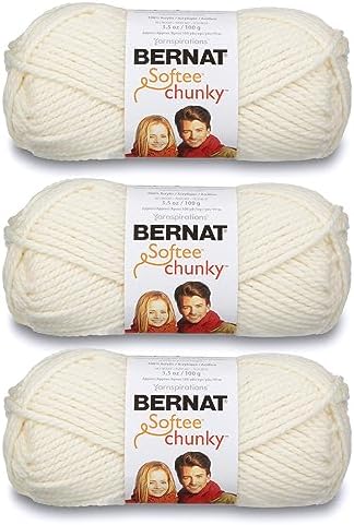 Bernat Softee Chunky Yarn for Crocheting Soft, Natural, 3-Pack