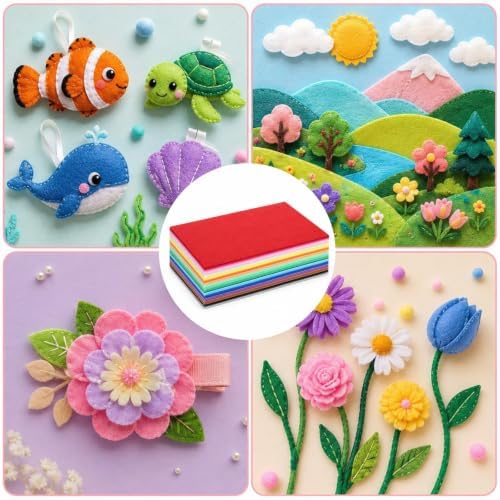 120Pcs 12x8'' Felt Sheets for Crafts, 60 Assorted Colors, Felts Fabric