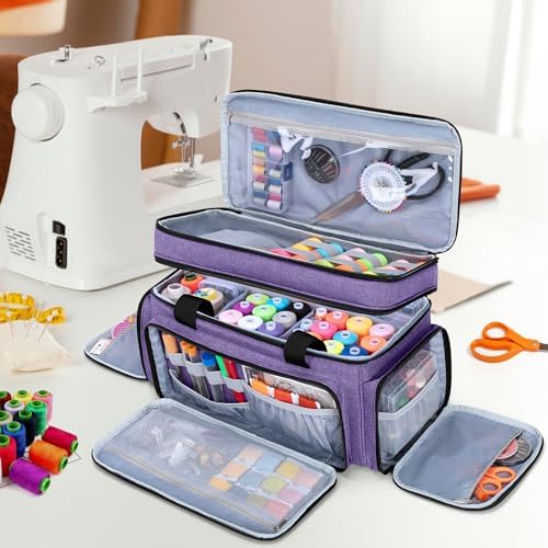 LUXJA Large Sewing Organizer Bag with 5 Detachable Dividers, Purple