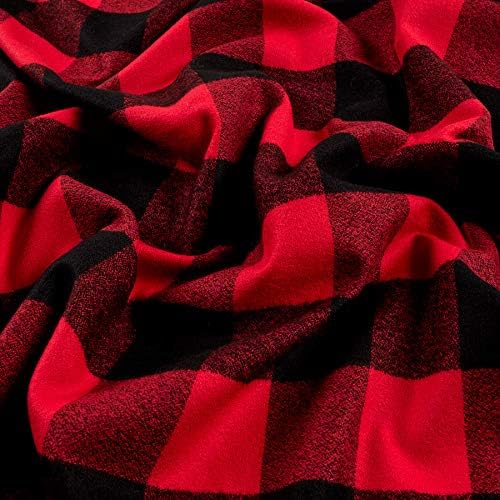 Kaufman Mammoth Flannel Buffalo Check Large Red, Fabric by the Yard