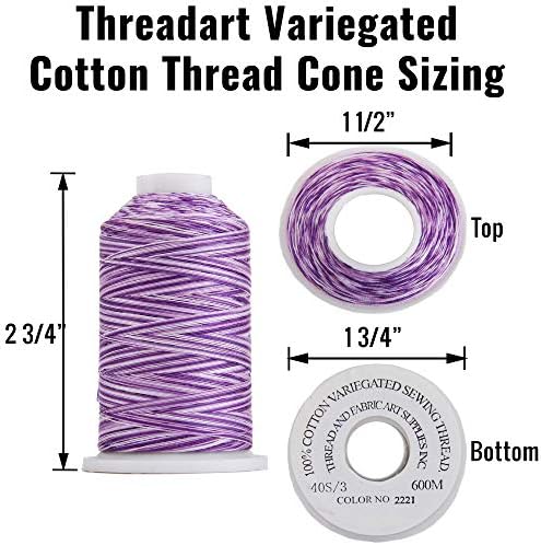 ThreadArt Multicolor Cotton Thread, 600M 40/3, Ocean Teals 3328