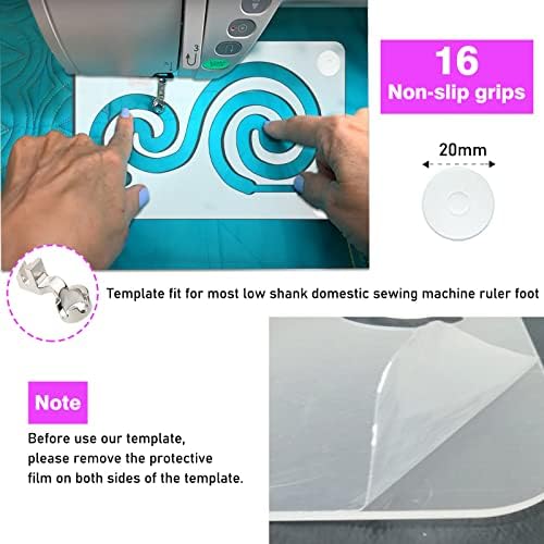 Kapyoo 3Pcs Free Motion Quilting Rulers and Templates Set Quilting