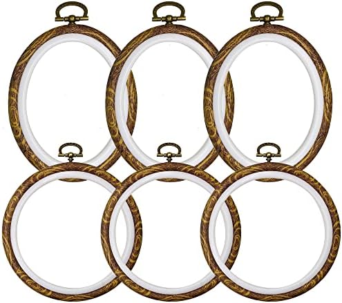 4'' Embroidery Hoop for Cross Stitch 3PCS Oval Rings Plus 3PCS Round