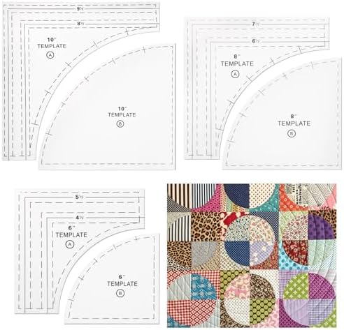 3 Sets Quilting Templates, Acrylic Square Rulers in 6 in 8 in 10 in