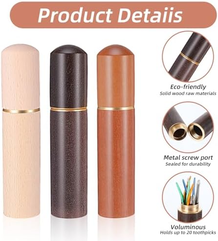 Sibba 3 PCS Wooden Sewing Needles Storage Case Portable Needle Holder