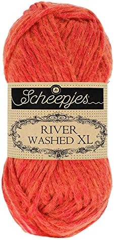 Scheepjes River Washed XL Yarn, 50g – 986 Mississippi Orange/White