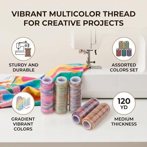 5pcs Multicolor Gradient Sewing Quilting Embroidery Thread Spools