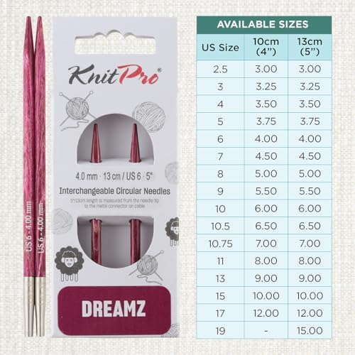 KnitPro Dreamz Interchangeable Circular Needles 5" (13cm) | US Size 6