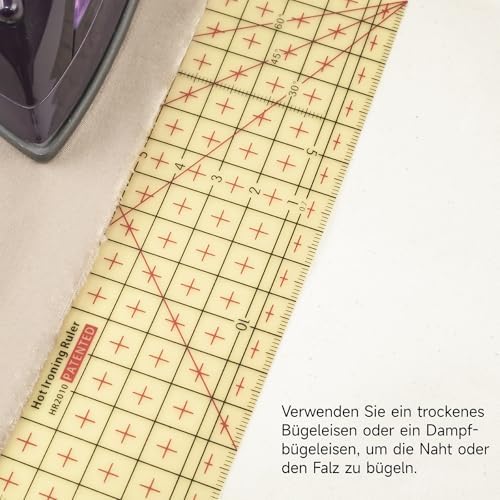 KEARING 30x10cm Metric Hot Hem Ruler - 4R 3R Resin Curved Ironing Tool