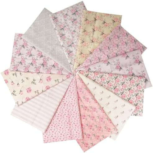 12pcs Quilting Fabric 18 x 22 Inch Cotton Craft Fabric Bundle Fat