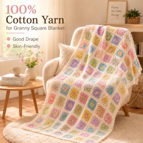 Katech 1OO% Cotton Yarn for Crocheting-12 * 45g/175yd, Baby Cotton