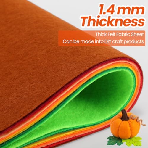 Peryiter 150 Pcs Fall Color Felt Fabric Sheets Bulk for Crafts