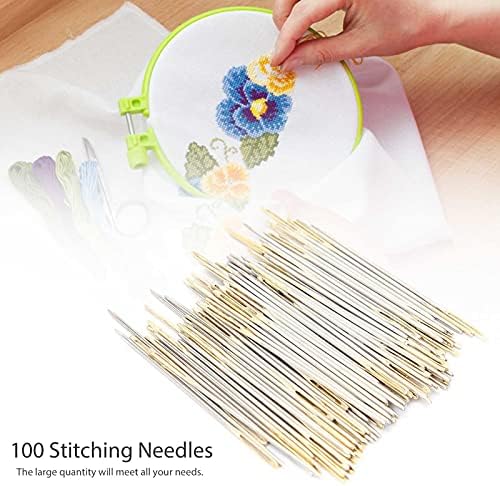 Pssopp 100Pcs Large Eye Hand Sewing Needles, Cross Stitch Needles with