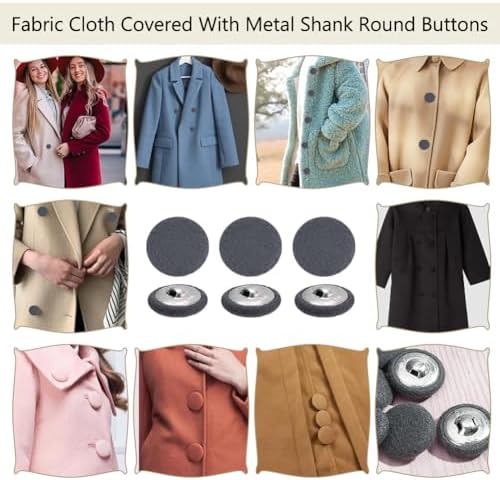 NBEADS 20 Pcs Fabric Cloth Covered Buttons, 26mm Fabric Metal Shank