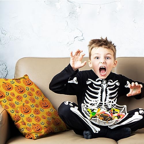 Whaline 12Pcs Halloween Cotton Fabric Bundles 18 x 22 Inch Spider Web