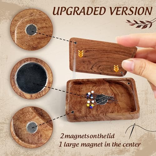 SAVINA Sewing Needle Storage Box - DIY Wooden Sewing Pins Organizer.